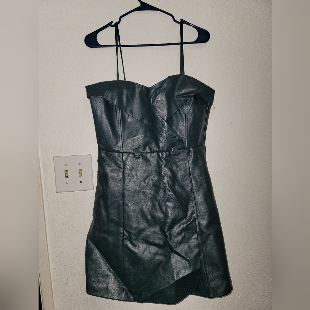 Do+Be Green Faux Leather Dress in Large